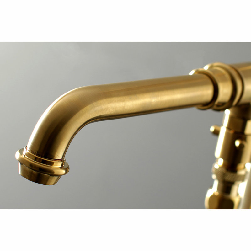 Kingston Brass English Country Single-Handle 1-Hole Freestanding Tub Faucet with Hand Shower, Satin Brass