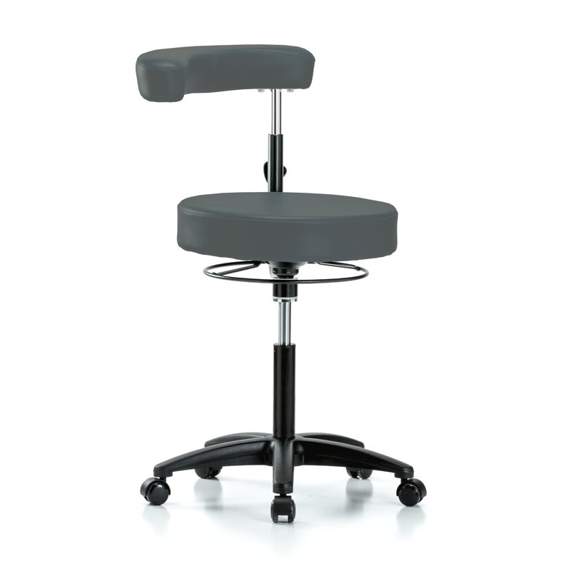 Tabouret réglable en hauteur avec bras perchoir PERCH | Hauteur du banc moyen: 22,5 à 28 po, Vinyle, Anthracite