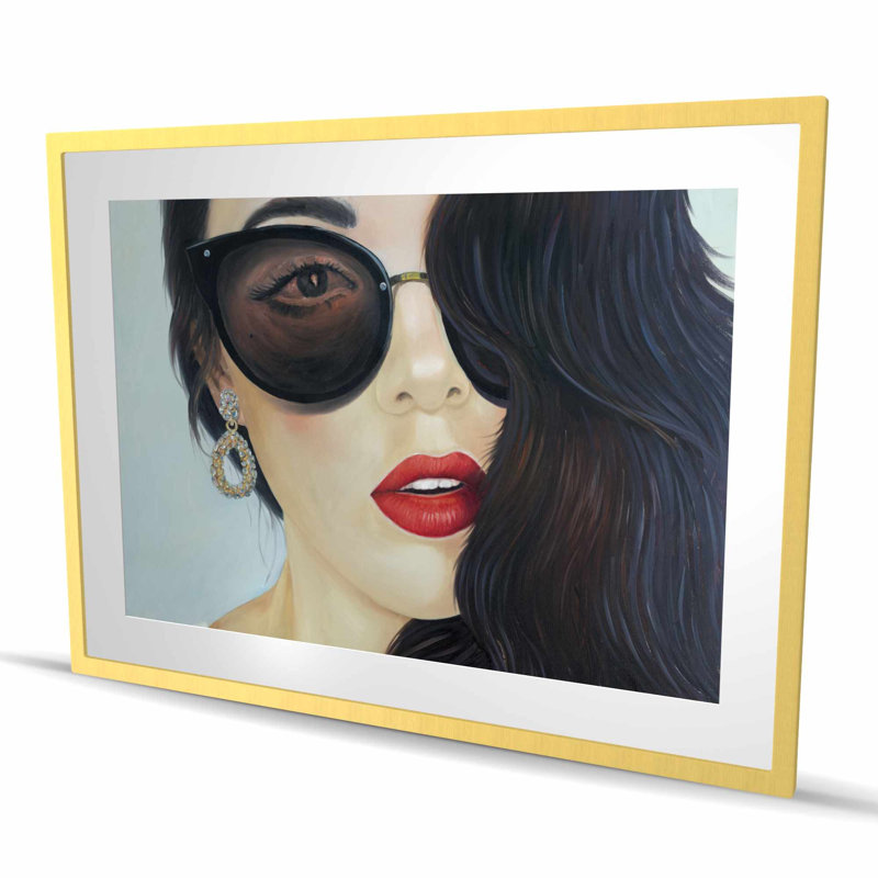 Lunettes de soleil à la mode - Imprimé encadré mat