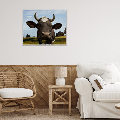 Farm Cow with Curved Horns Framed Giclee, design by Marcus Prime
