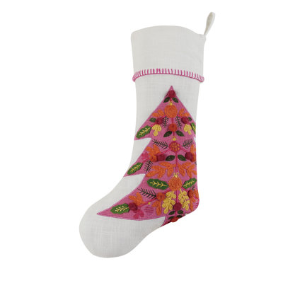 Chaussette de Noël brodée Merry Tree