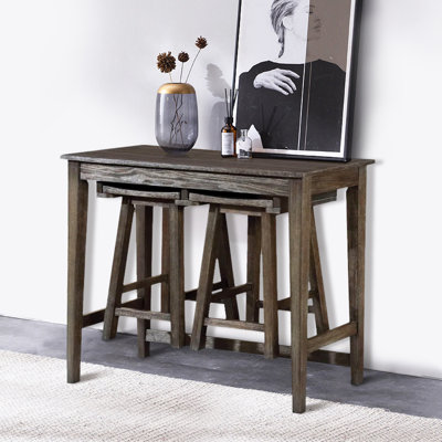 Wood 3-Piece Bar Table Set