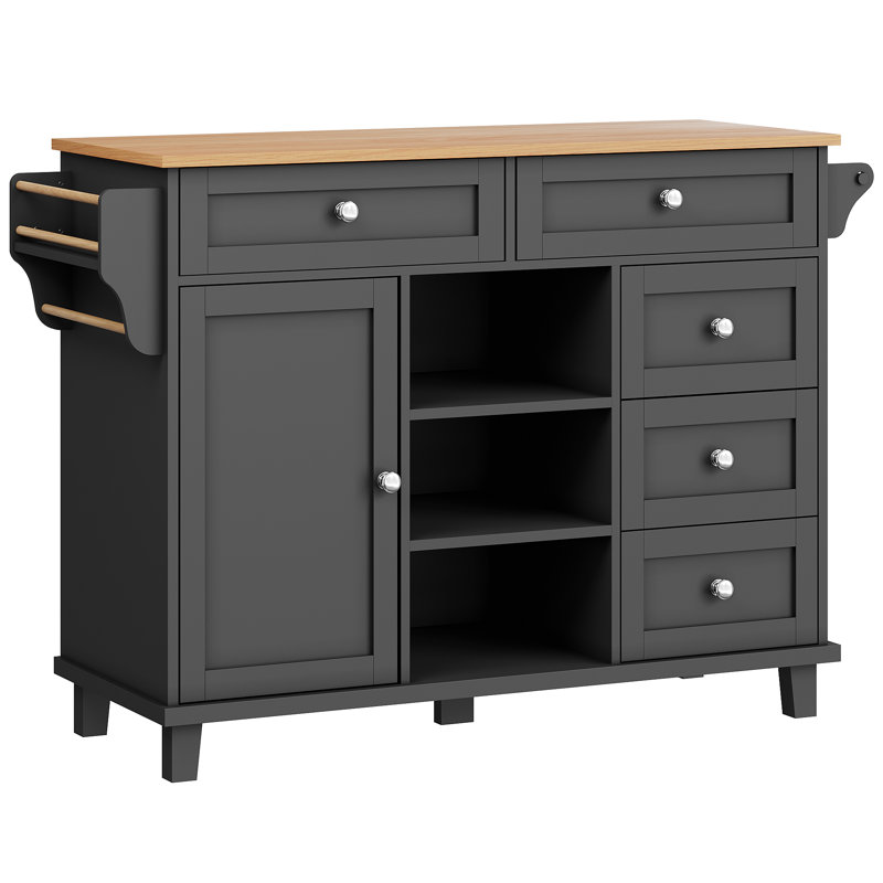 Wood Kitchen Island, Black