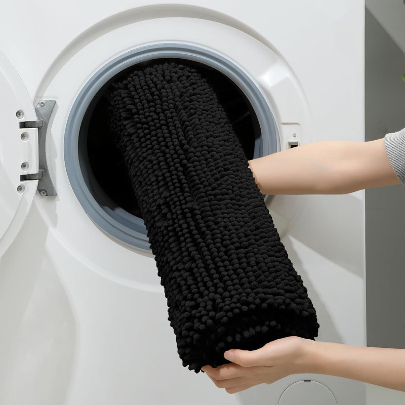 3 Pieces Bathroom Rugs, Ultra Soft Non Slip, Black