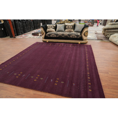 Tapis mauve à motif indien Gabbeh