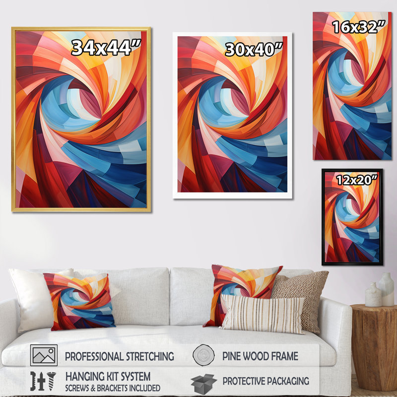 «Blue Brown Fractal Spiral I», reproduction sur toile, H 32 po x l 16 po x P 1 po, Toile tendue