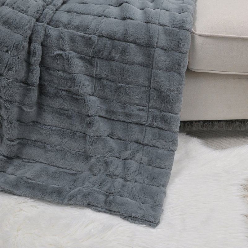  Super Mink Throw, Charcoal, 50" W x 60" L