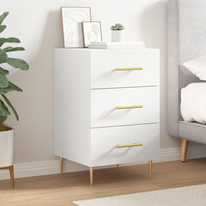 Jariel 40cm W Iron Bedside Table, White