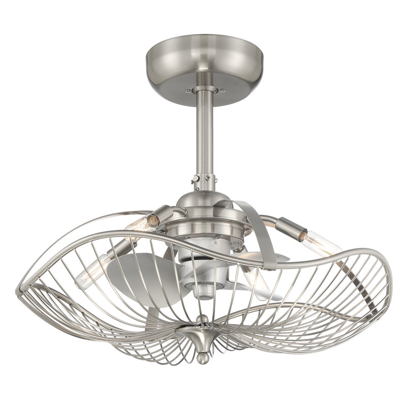 22" Akoni 3 - Blade Ceiling Fan with Light Kit Included, Silver