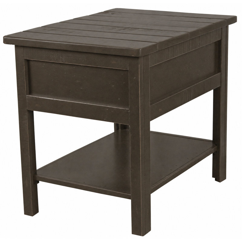 Canales Solid Wood End Table with Storage, Rustic Gray