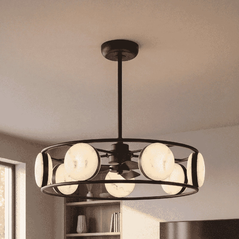 Castra LED Fan D'Lier in Warm Brass, Matte Black