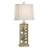 South Cove Coastal Cast Table Lamp - Weathered Cream Finish - White Fabric Shade