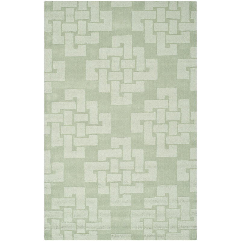 Tapis géométrique en laine touffeté à la main anémone de mer, Rectangle 5 pi x 8 pi
