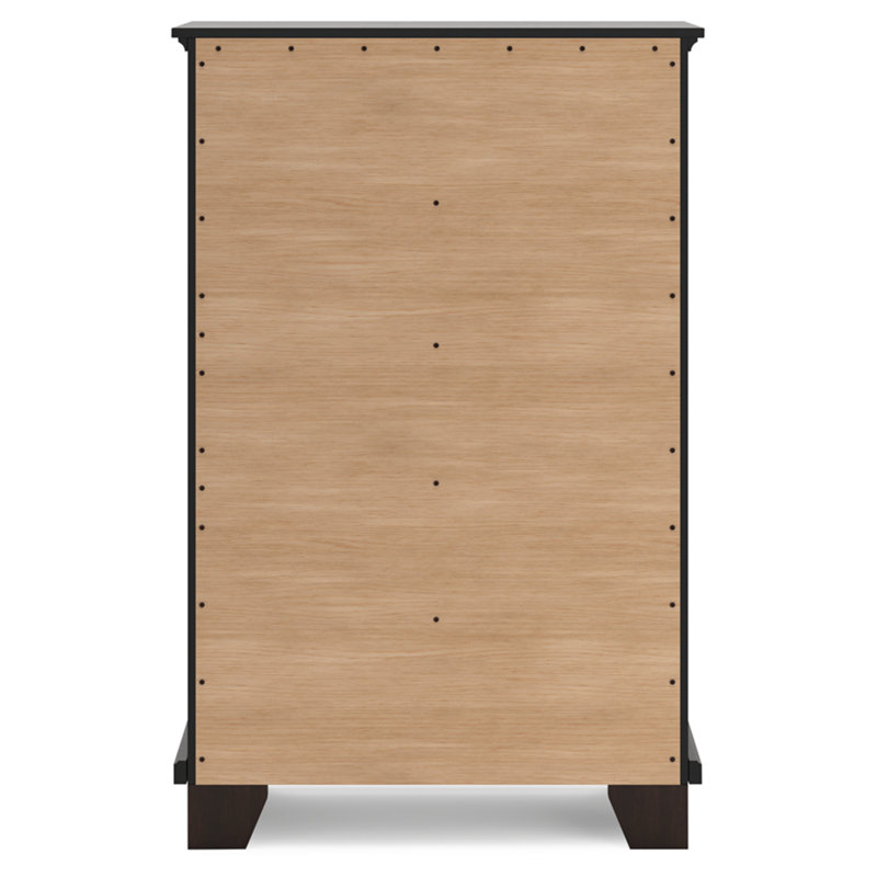 Brown Contemporary 5-Drawer Chest with Dovetail Drawer