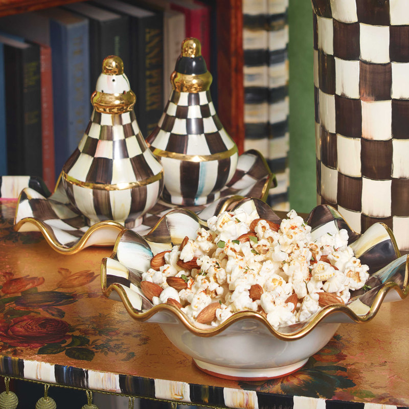 Courtly Check® Ceramic Fluted Bowl, 3" H x 8" W x 8" D