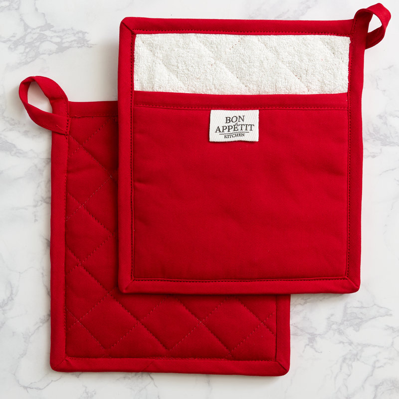 Design Imports Chino Potholder Set/2, Cider, Red