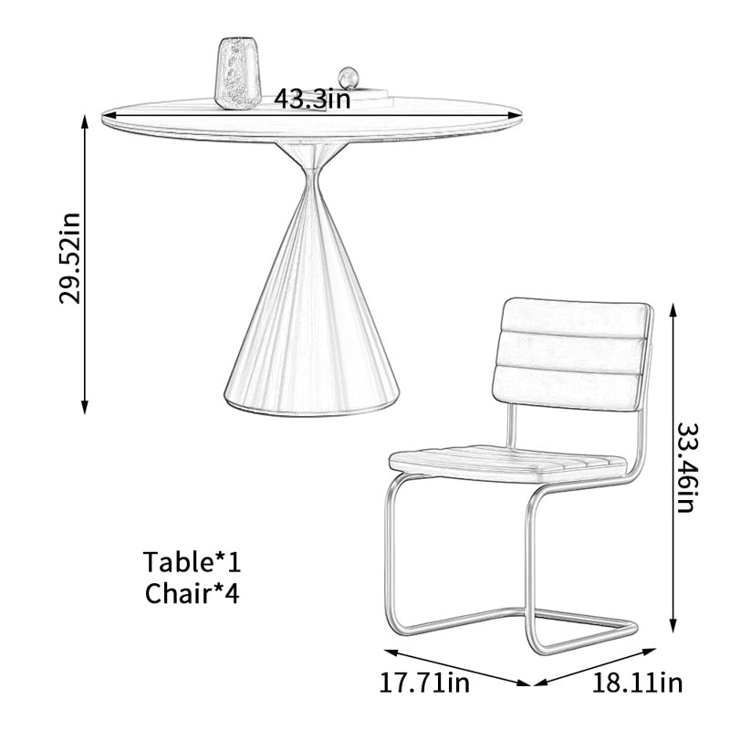 Table ronde Modern Rock, H 29,52 po x l 43,3 po x P 43,3 po