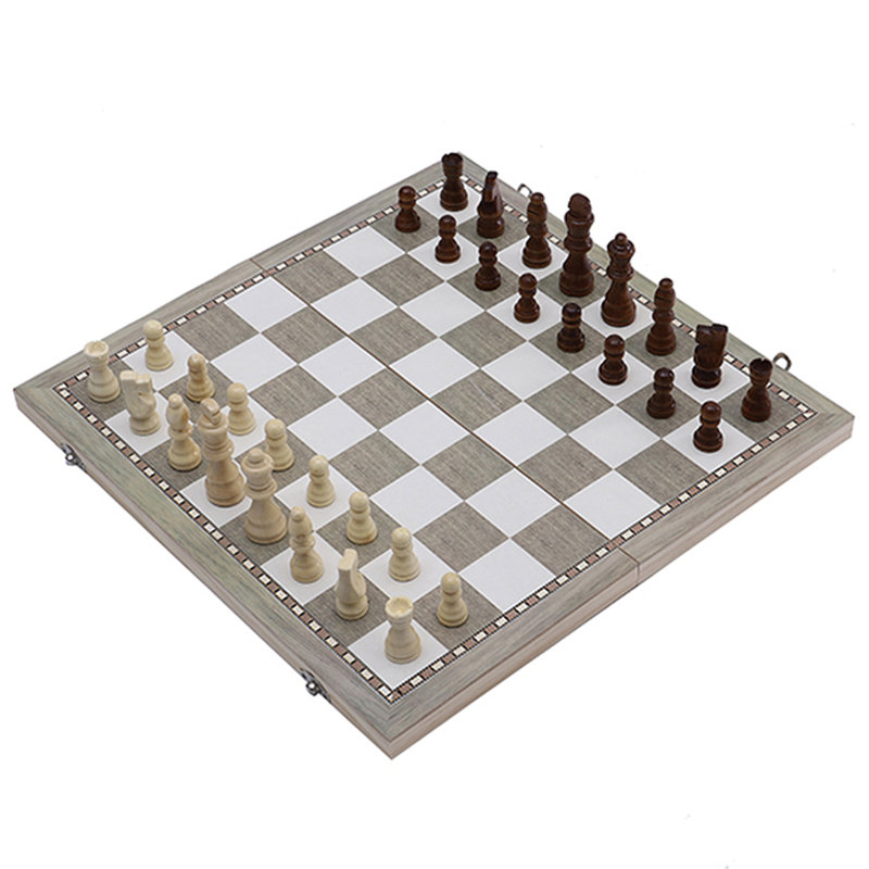 Americas Toys Project Solid Wood Chess, Taupe