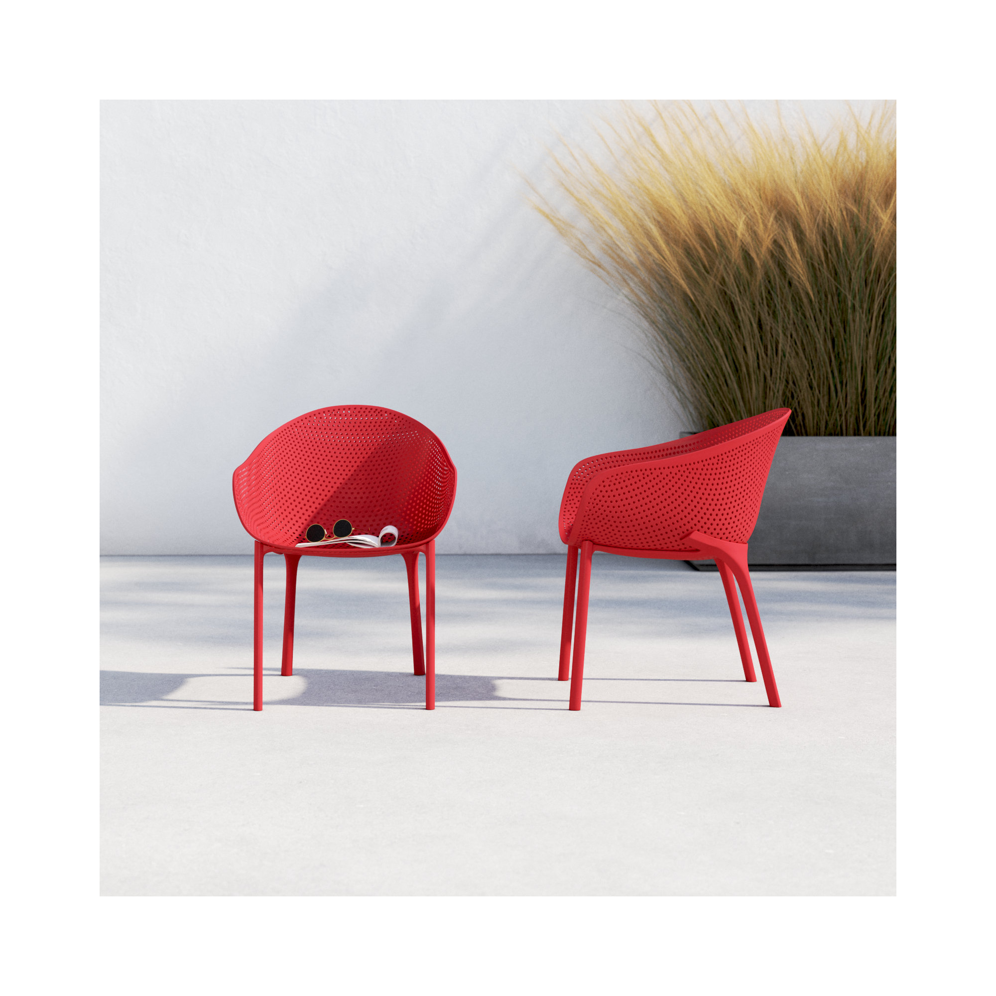 Farrah Patio Dining Armchair, Red