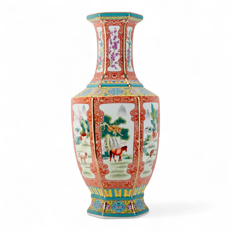 Animal and Floral Vase