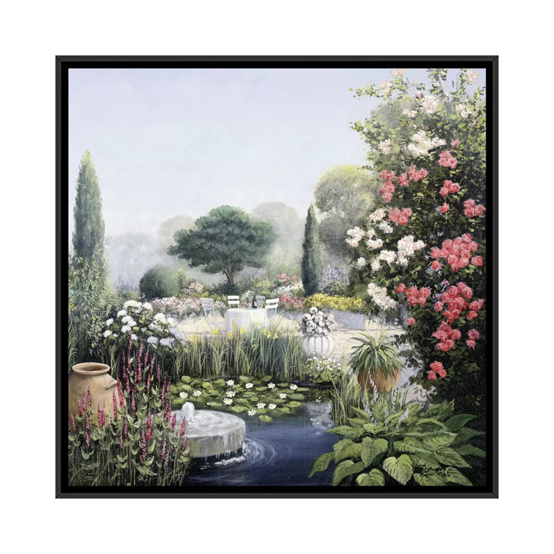 « paradise ii », reproduction sur toile, H 37 po x l 37 po x P 1,5 po, Toile avec cadre noir, Pas de tapis