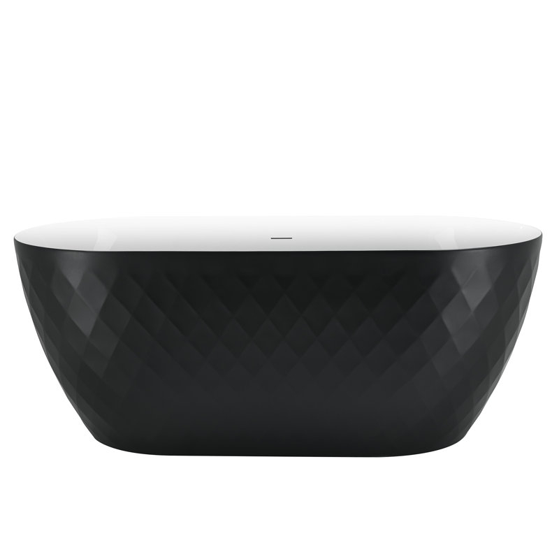 59'' x 28'' Freestanding Soaking Acrylic Bathtub, Black