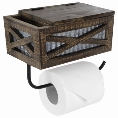 Autumn Alley TPH009 Farmhouse Wall Mount Toilet Paper Holder with Lid and Phone Holder