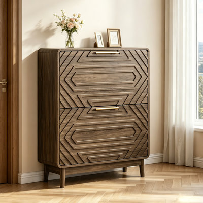 Armoire à chaussures avec 2 tiroirs rabattables, armoire à chaussures d'entrée pour la porte d'entrée, peut contenir 16 paires de chaussures, range-chaussures autoportant étroit avec tablettes réglables, étagère à chaussures en bois pour la chambre à coucher du couloir