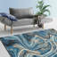 Tapis en marbre bleu marine et gris multicolore à motif abstrait HR-1305104484