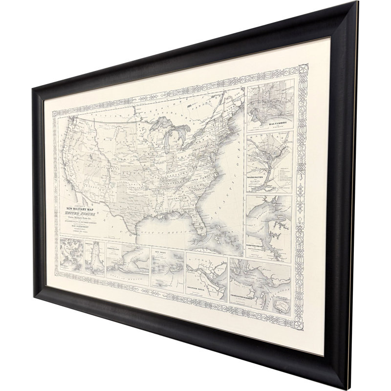 Carte militaire des États-Unis, 1861, art encadré