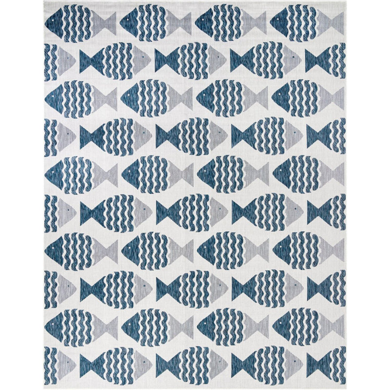 Tapis contemporain bleu marine Daitzman, Rectangle 10 pi x 13 pi 1 po