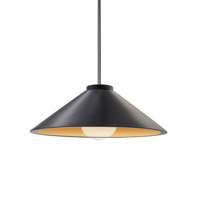 1 - Light Cone Cone LED Pendant with Metal Accents, Antique Brass, Gloss Black