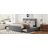 Size Upholstered Platform Bed With Brick Pattern Headboard, With XL Size Trundle And 2 Drawers, Linen Fabric,-1061109645