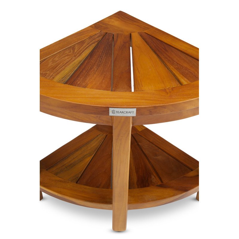 16'' W Teak Corner Shower Bench