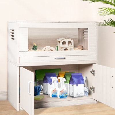 Wood Guinea Pig With Storage Space And Acrylic Panels - For Hamster, Chinchilla, Easy To Clean Install Large Cage Made Of Suitable For