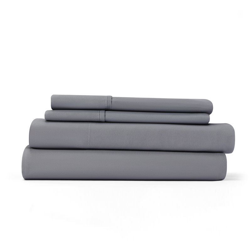 Gray Twin Solid Microfiber and Cotton Sheet Set