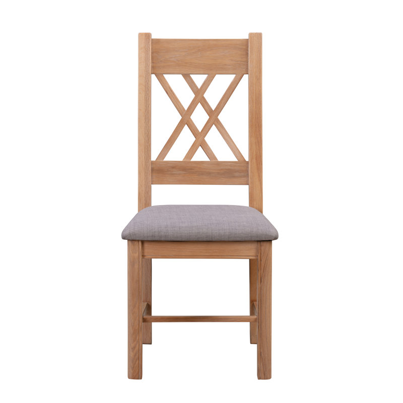 Layton 43cm H Polyester Blend Upholstered Cross Back Dining Chair, Washed Oak