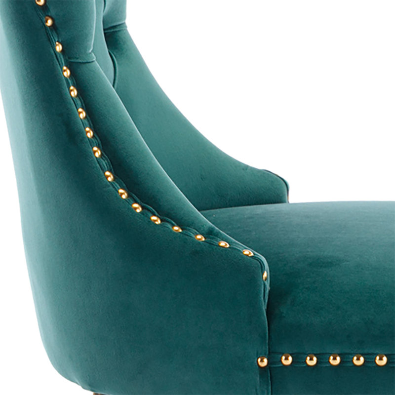 Chaise parsons rembourrée en velours touffeté Jerran, Vert, Or