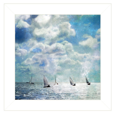 «Sailing White Waters» par Bluebird Barn Group, reproduction encadrée prête à accrocher, cadre blanc