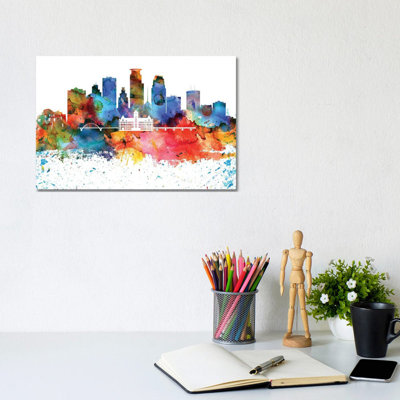 Minneapolis Skyline 1 Piece Wrapped Canvas Painting, 20.32 cm H x 30.48 cm W