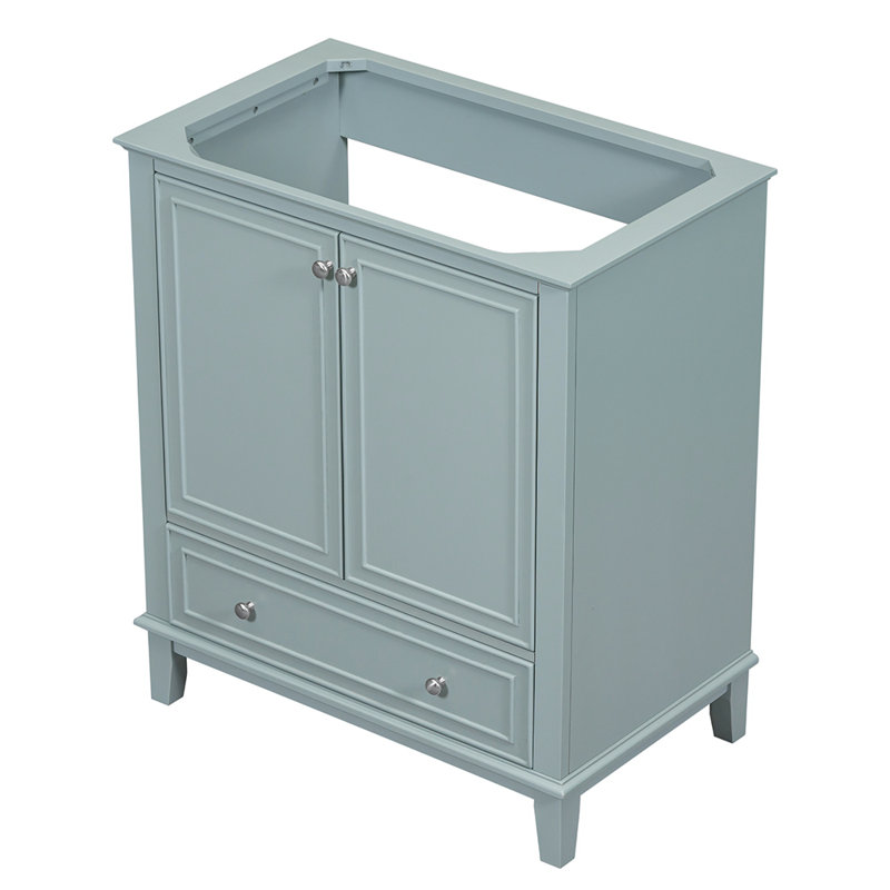 Rashiem 29.5'' Single Bathroom Vanity with Solid Wood+MDF Top, Green