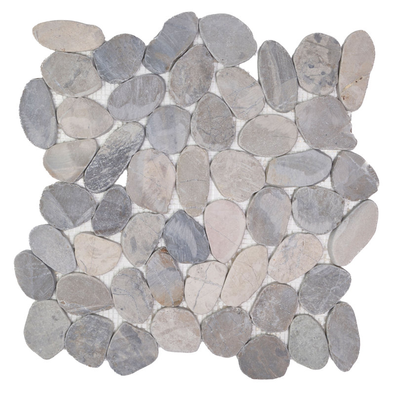 Silver Gray Natural Stone Flat Sea Pebble Mosaic Wall & Floor Tile