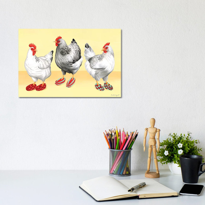 Hens Slippers by Amélie Legault - Wrapped Canvas Gallery-Wrapped Canvas Giclée, 20.32 cm H x 30.48 cm W