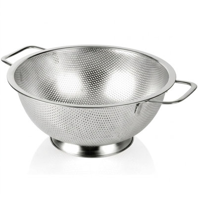 3-Quart Stainless Steel Kitchen Colander, Dishwasher Safe