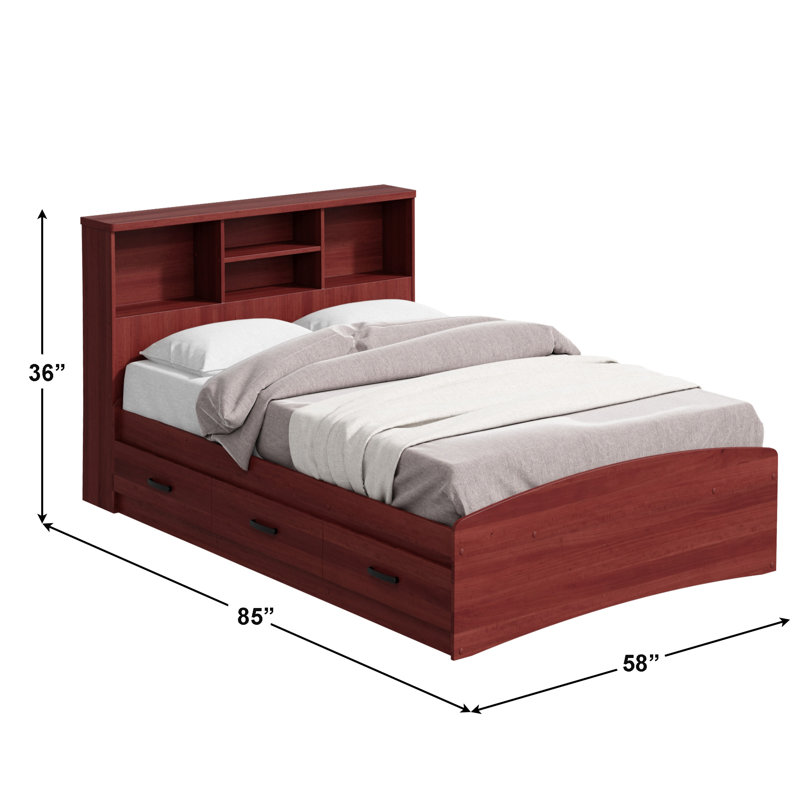 Jovany Captain Bed with 3 Reversible Drawers on Left or Right side (New and Improved Design), Twin, Mahogany