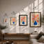 Blooms in Cobalt Mid-Century - Framed Print-633547225-633547045