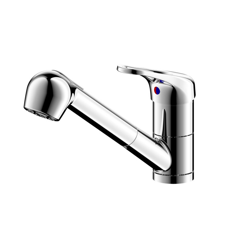 Kree Classic 1 Hole Installation Single Handle Kitchen Faucet with 2-Function Pull Down Spout - Chrome Polished