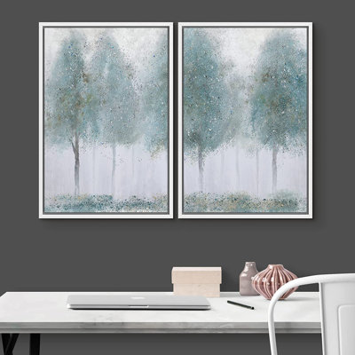 " Misty Forest Woodland Tree " 2 - Pieces