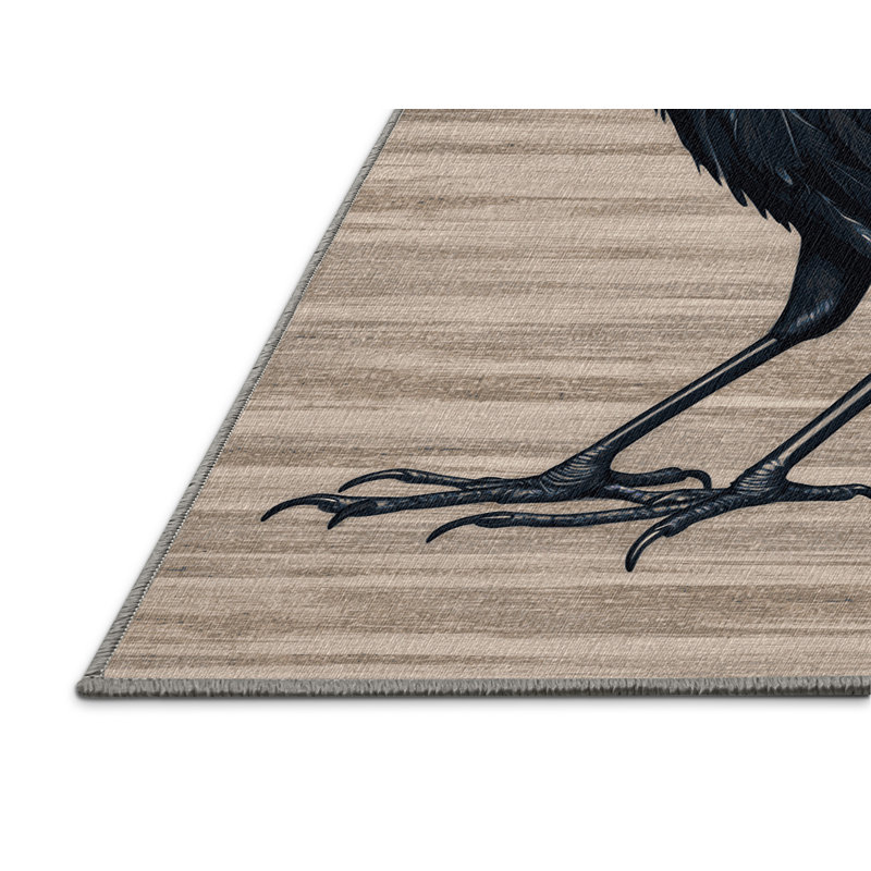 Washable Common Grackle Birds Area Rug, Square 5'
