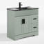 Meuble-lavabo simple 36 po avec lavabo noir, robinet et drain, peint à la main-394708419
